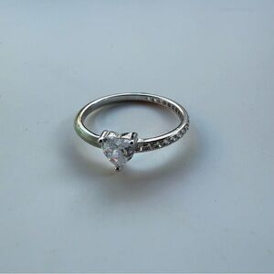 Heart 925 sterling silver half acrylic painted ring